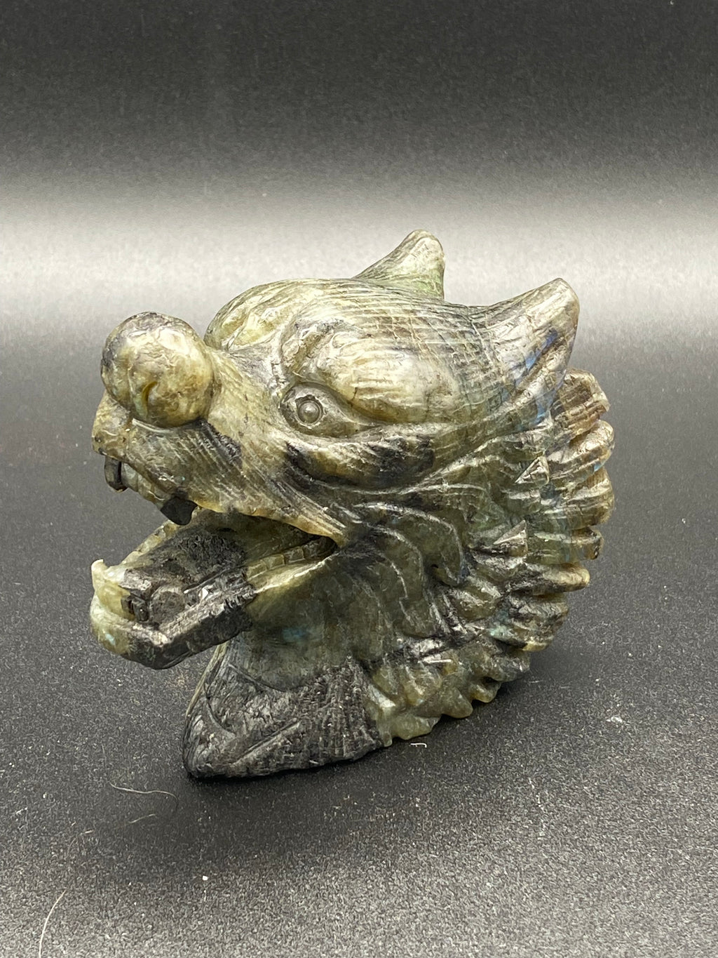 Labradorite Wolf Carving