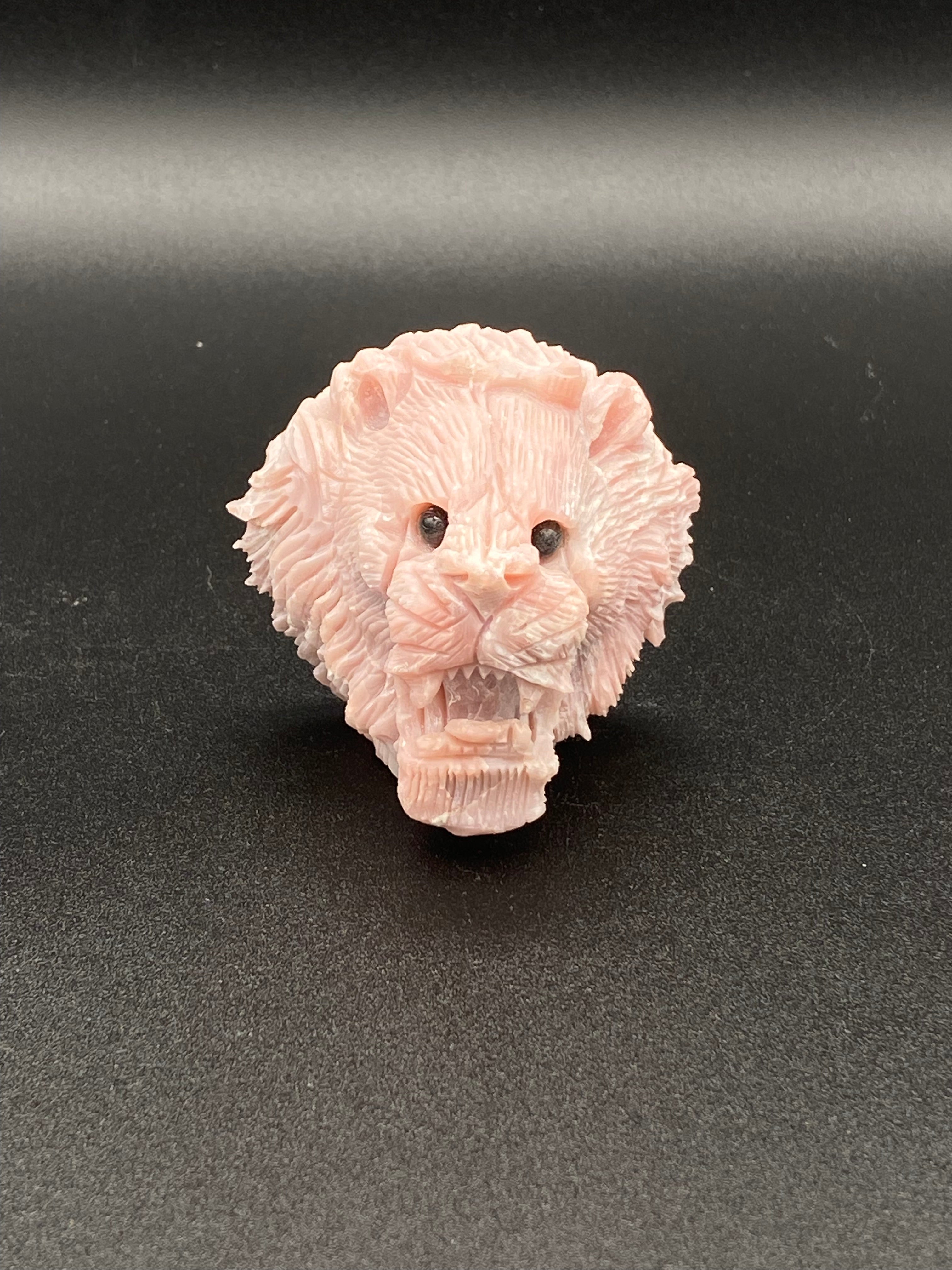Pink Opal Lion Carving