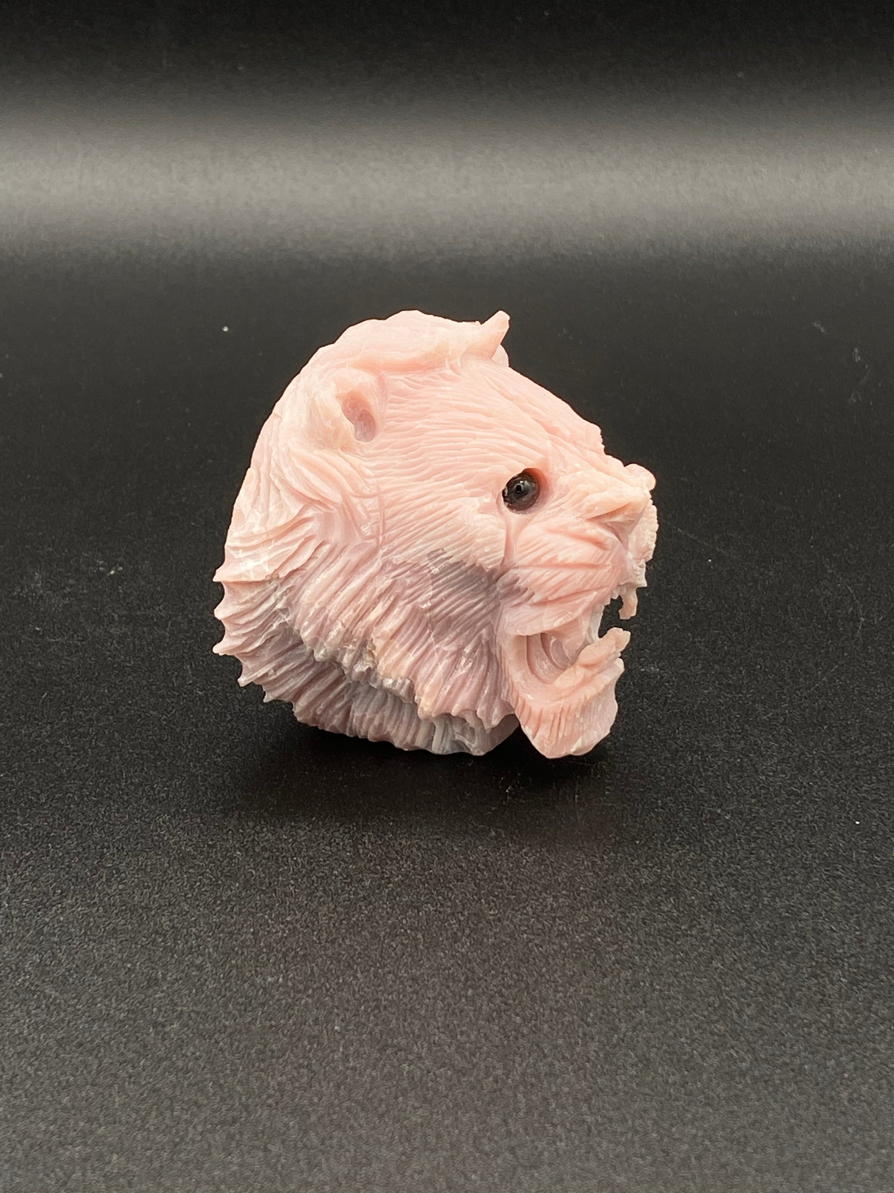 Pink Opal Lion Carving