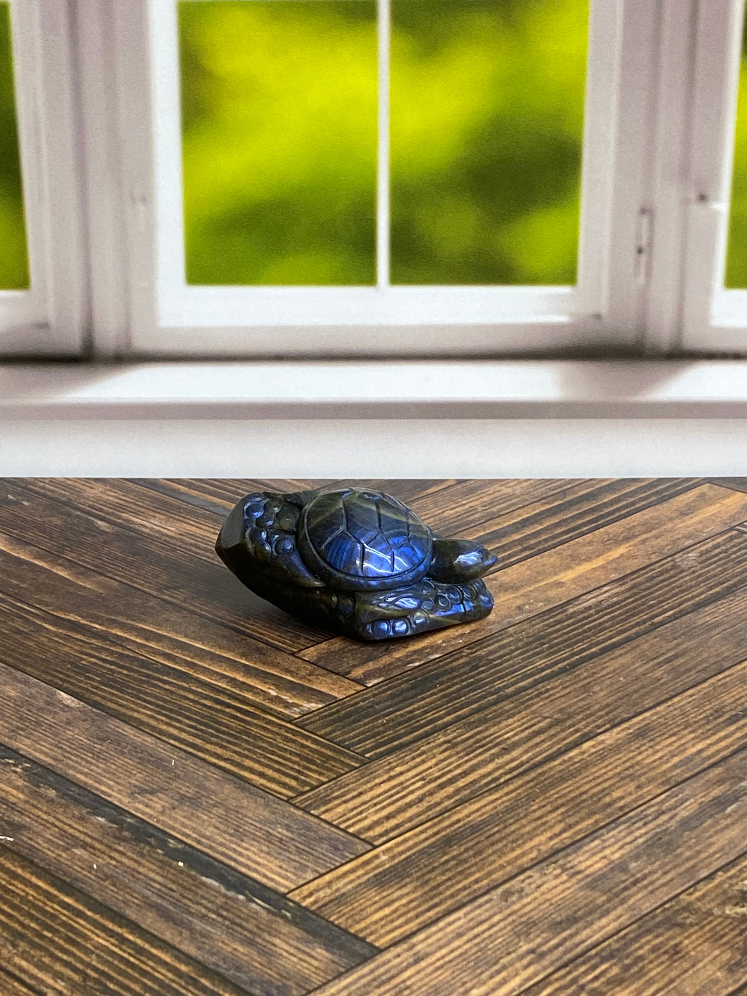 Labradorite Turtle Carving