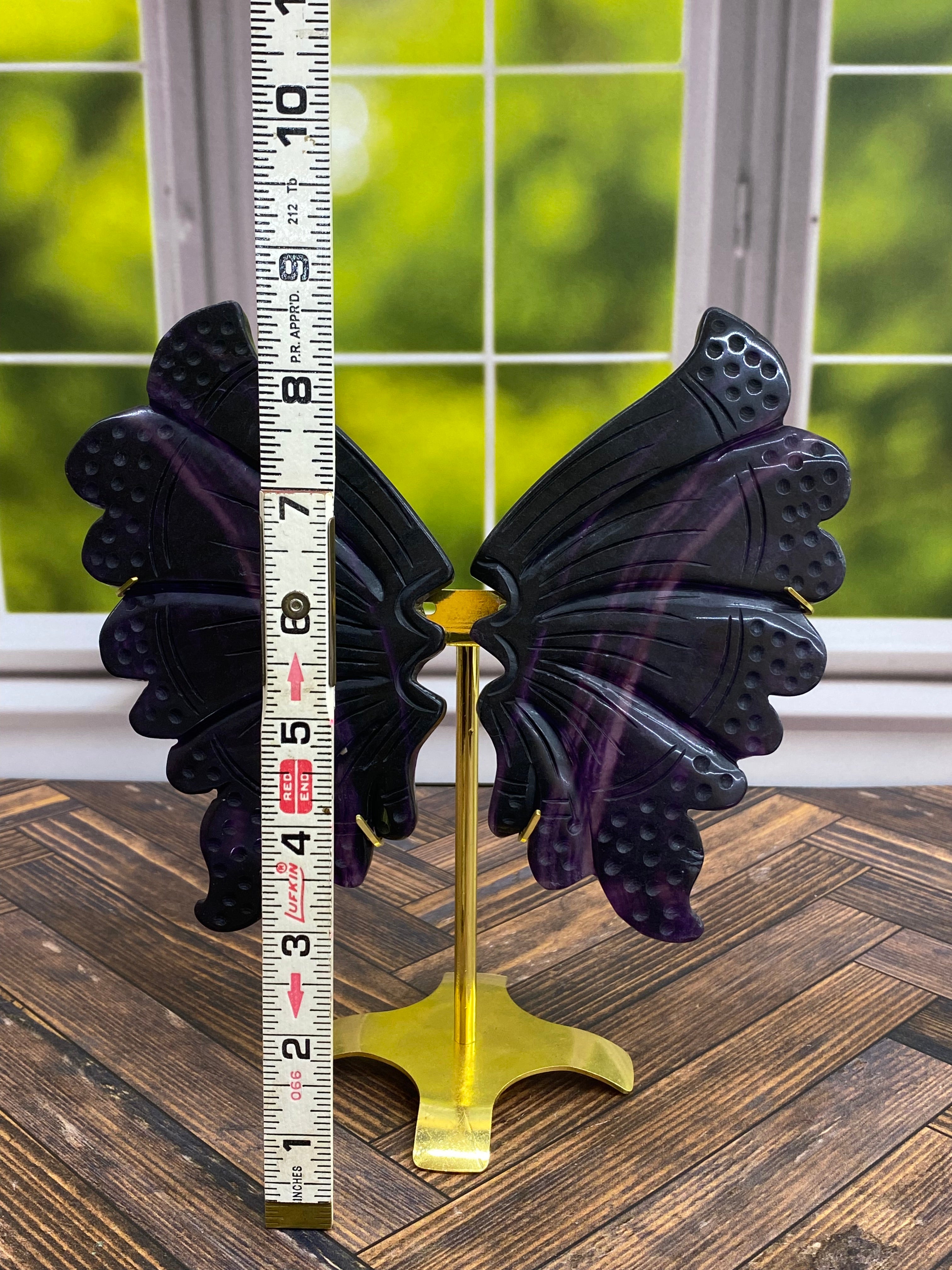 Purple Fluorite Butterfly Wings with Stand
