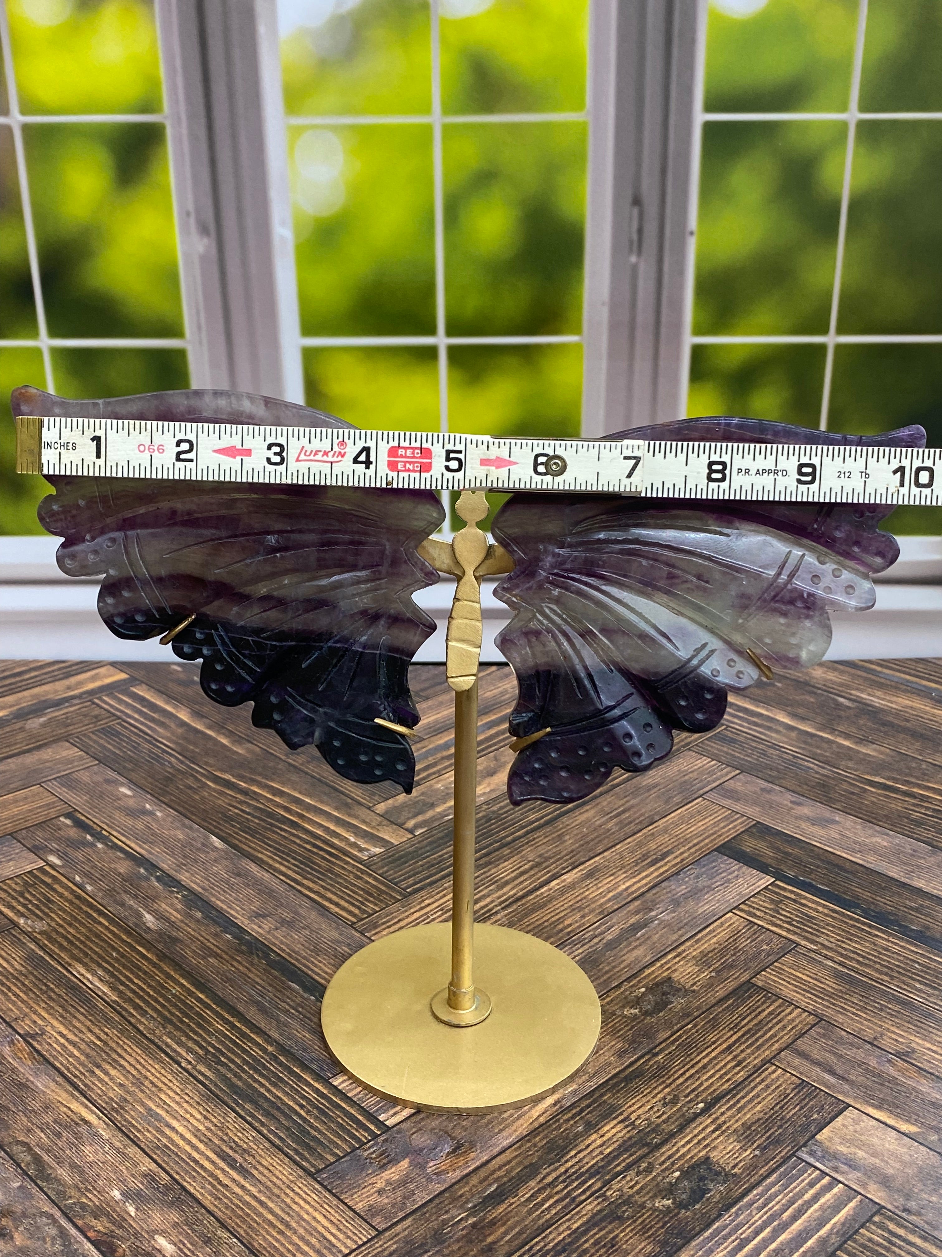 Purple Fluorite Butterfly Wings with Stand
