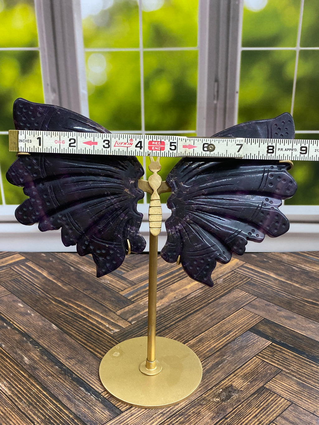 Purple Fluorite Butterfly Wings with Stand