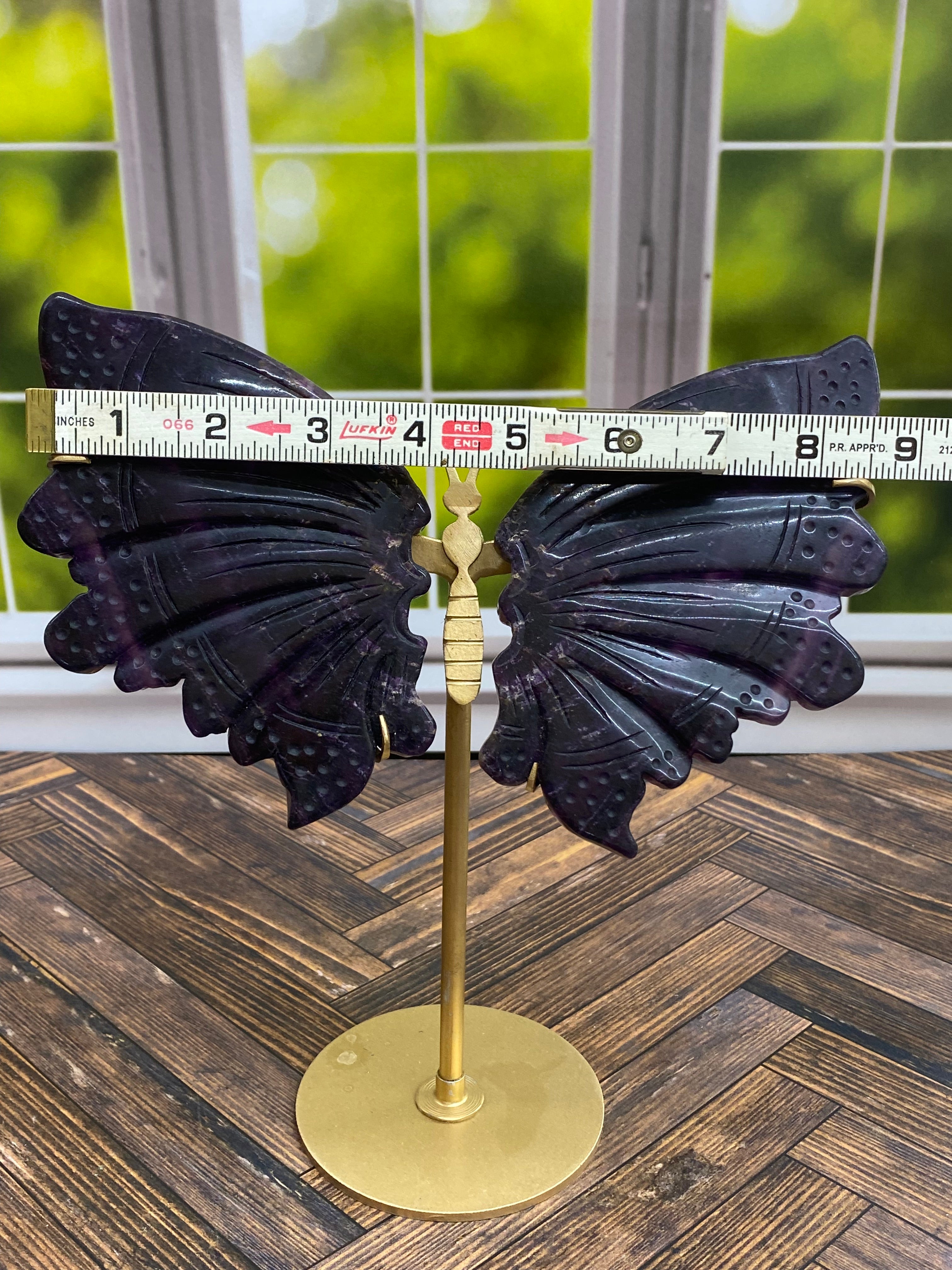 Purple Fluorite Butterfly Wings with Stand