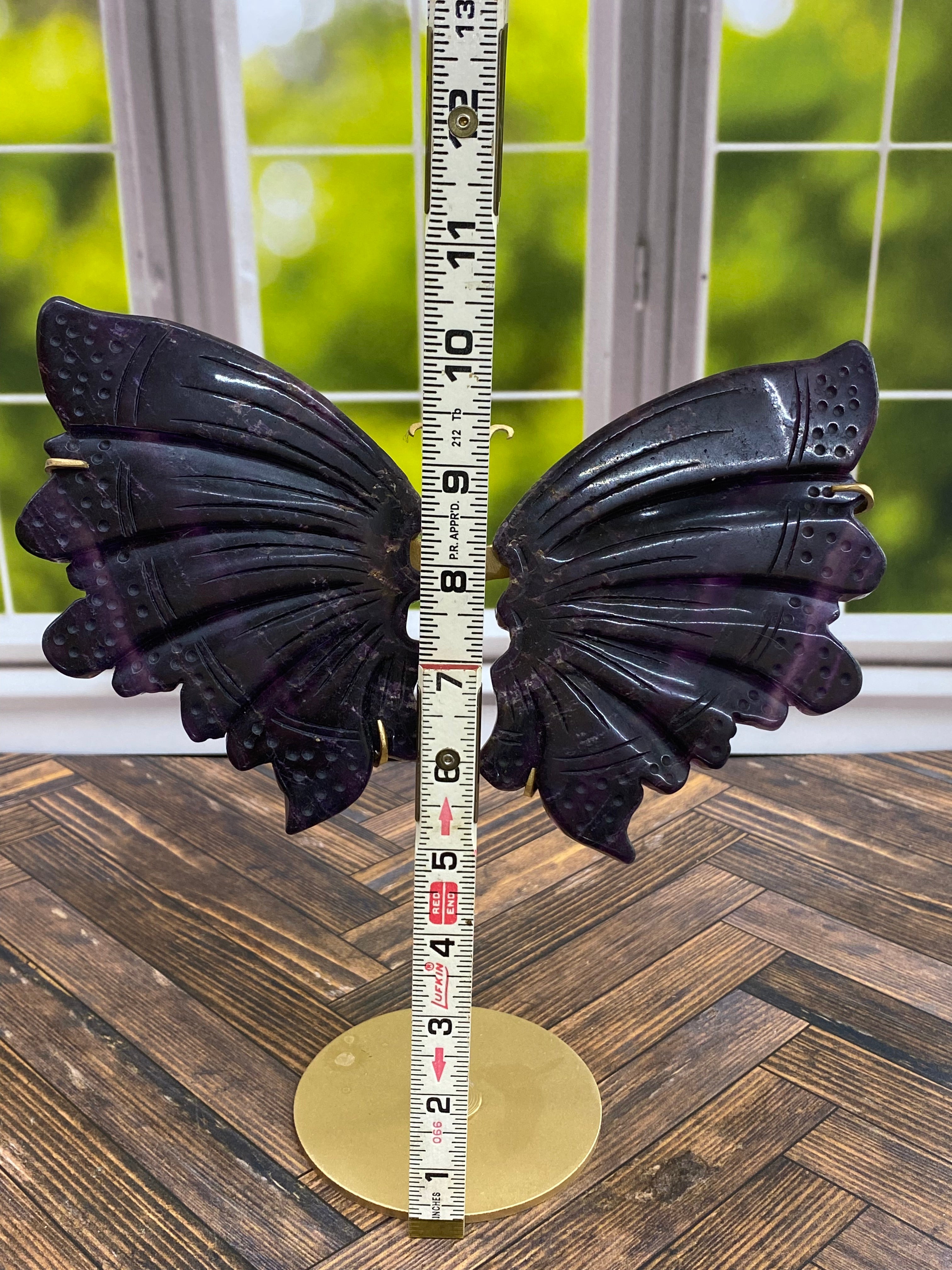 Purple Fluorite Butterfly Wings with Stand