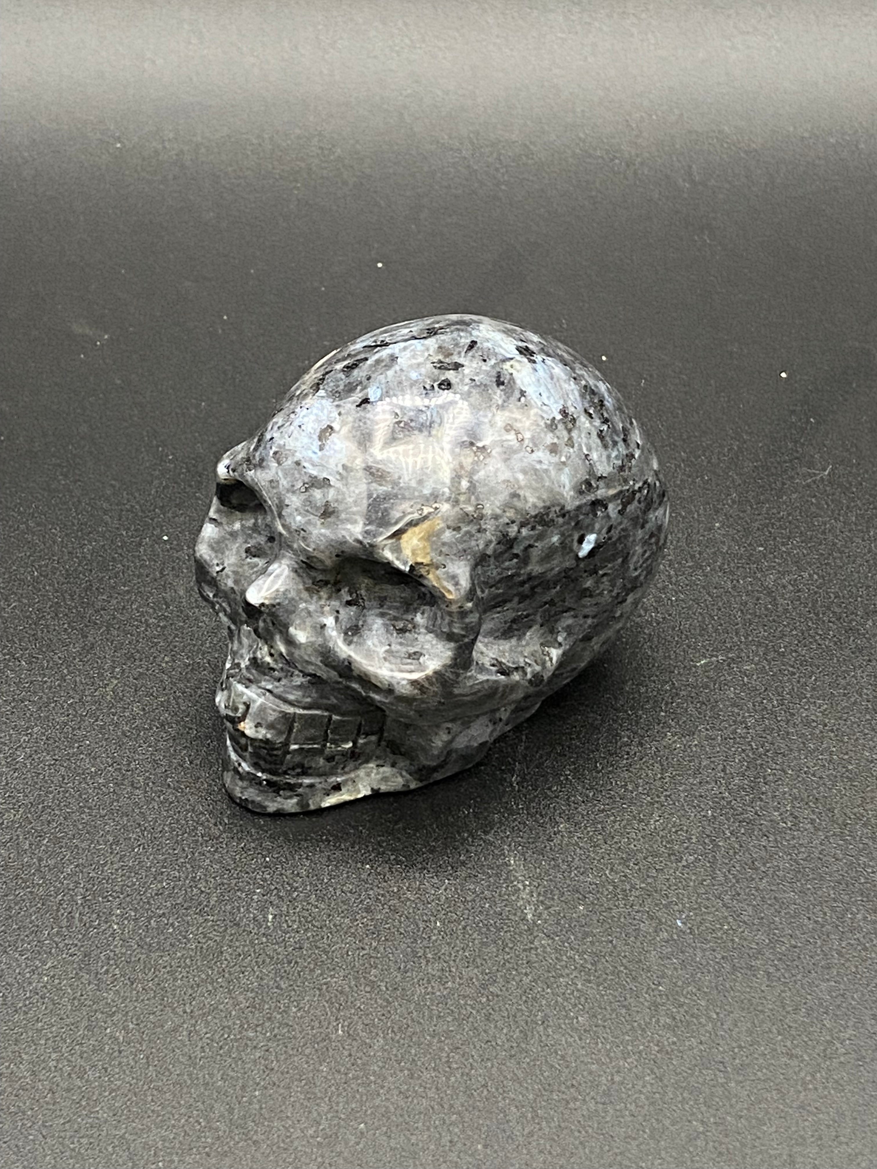 Larvikite Skull Carving