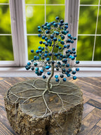 Blue Cats Eye Wire Tree Scuplture