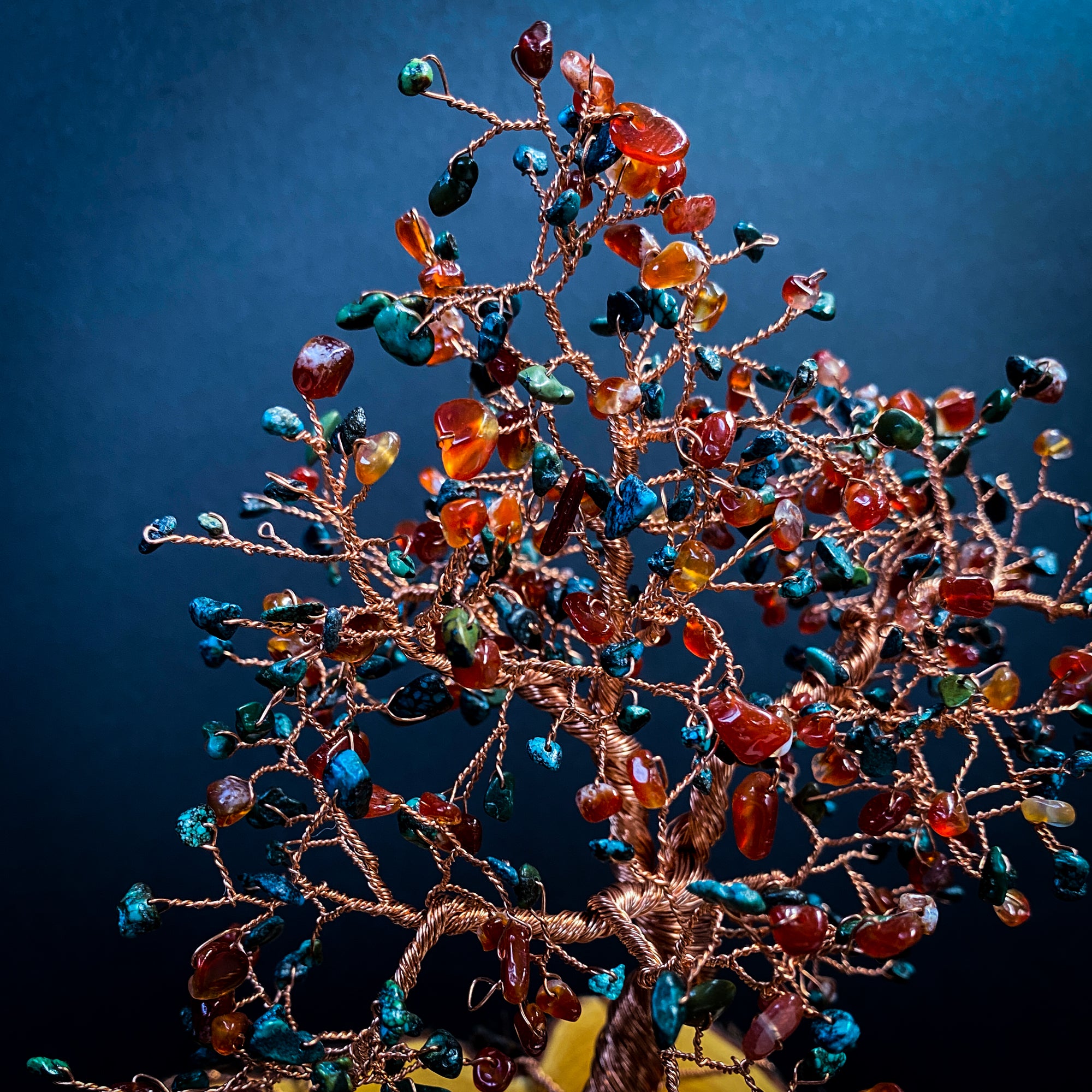 Natural Turquoise Carnelian Wire Tree