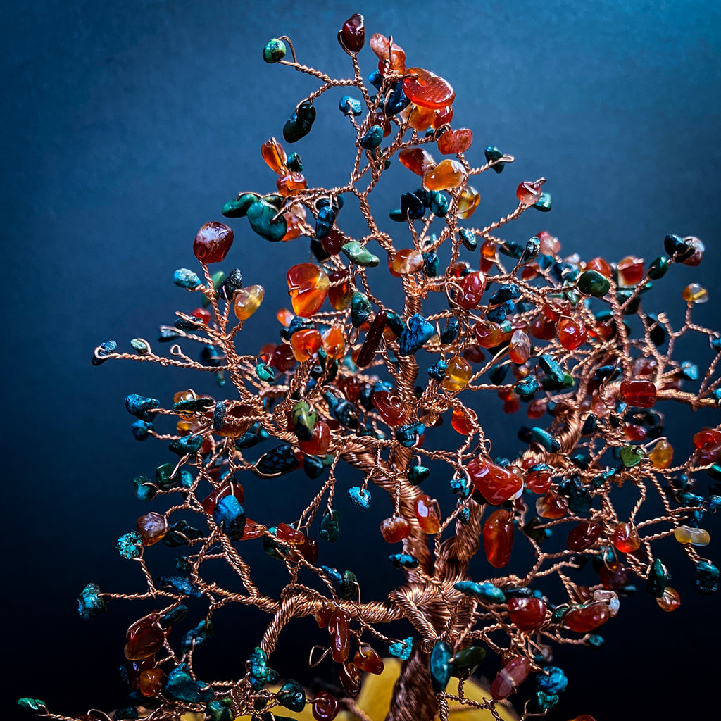 Natural Turquoise Carnelian Wire Tree