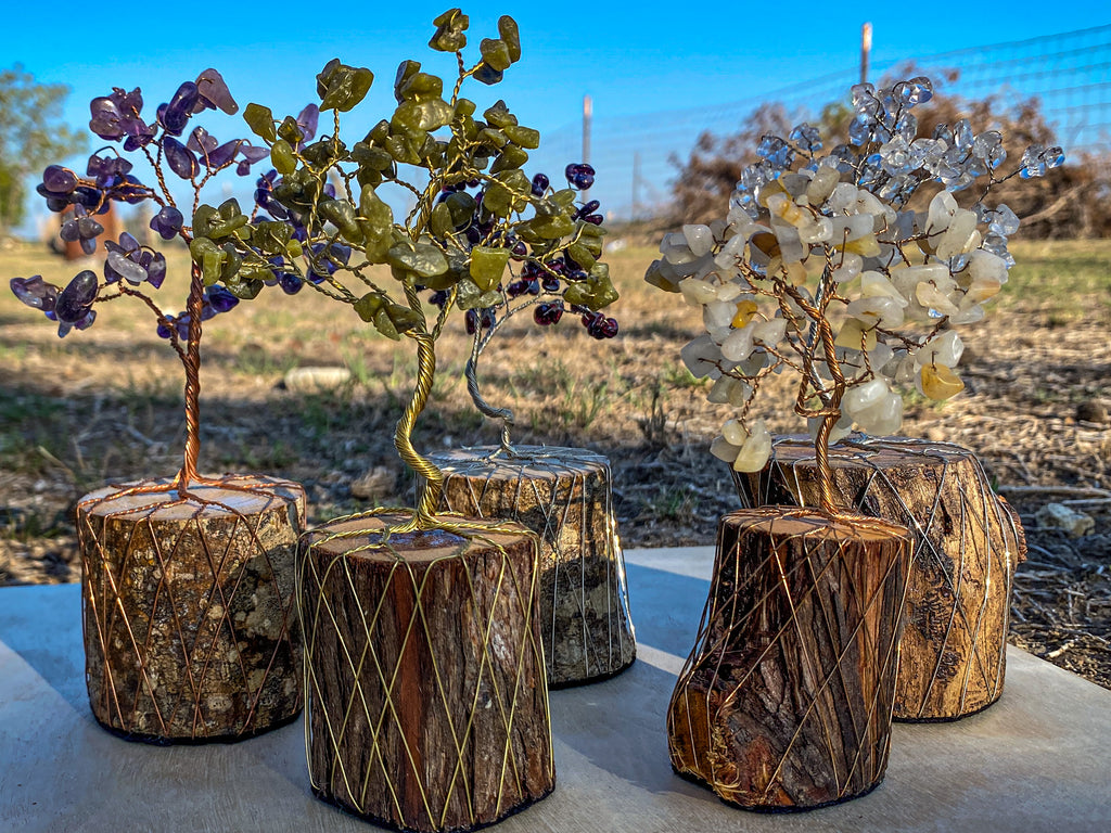 crystal wire bonsai tree Small Wire Gemstone Tree Blue Lace Agate / Copper