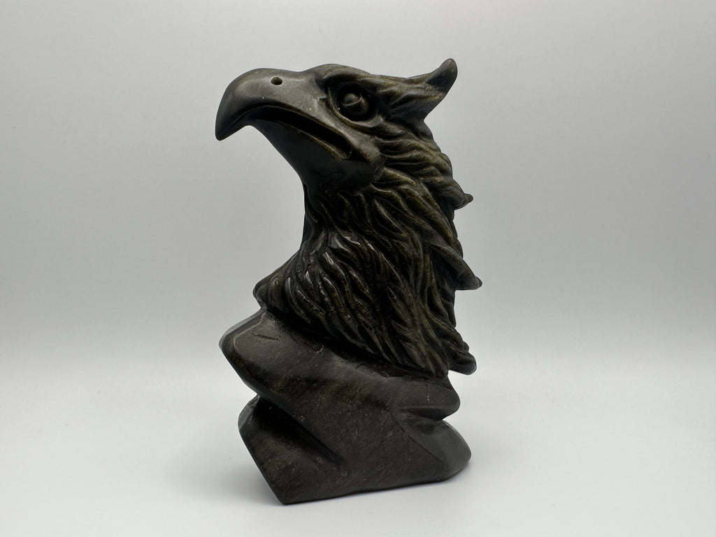 Gold Sheen Obsidian American Eagle Carving