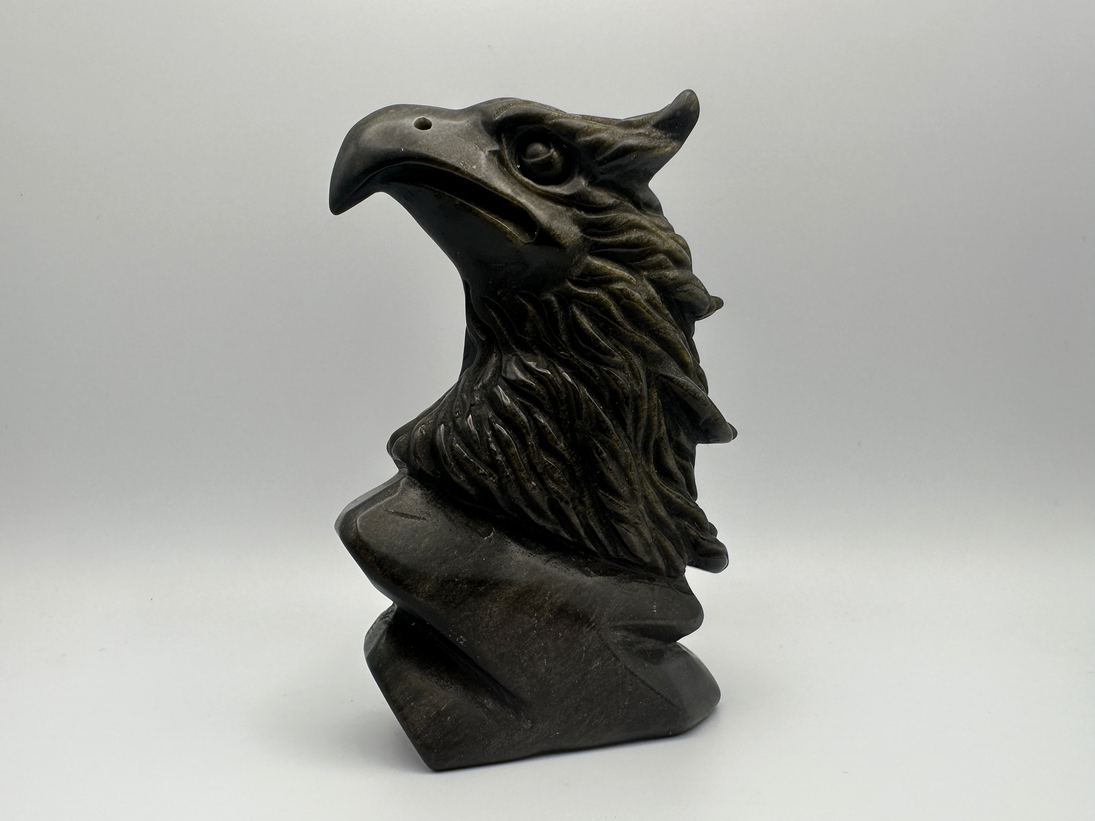 Gold Sheen Obsidian American Eagle Carving