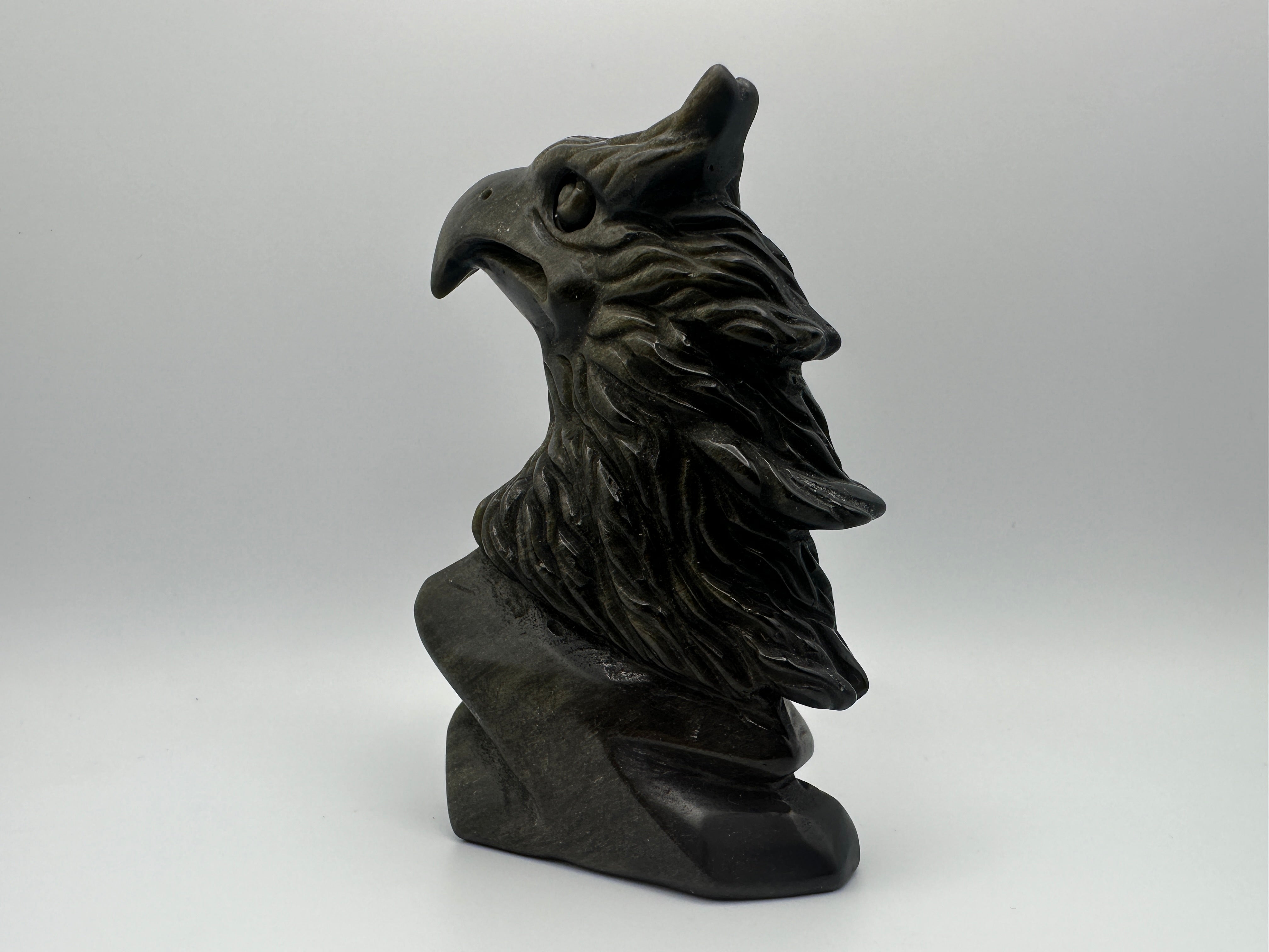 Gold Sheen Obsidian American Eagle Carving