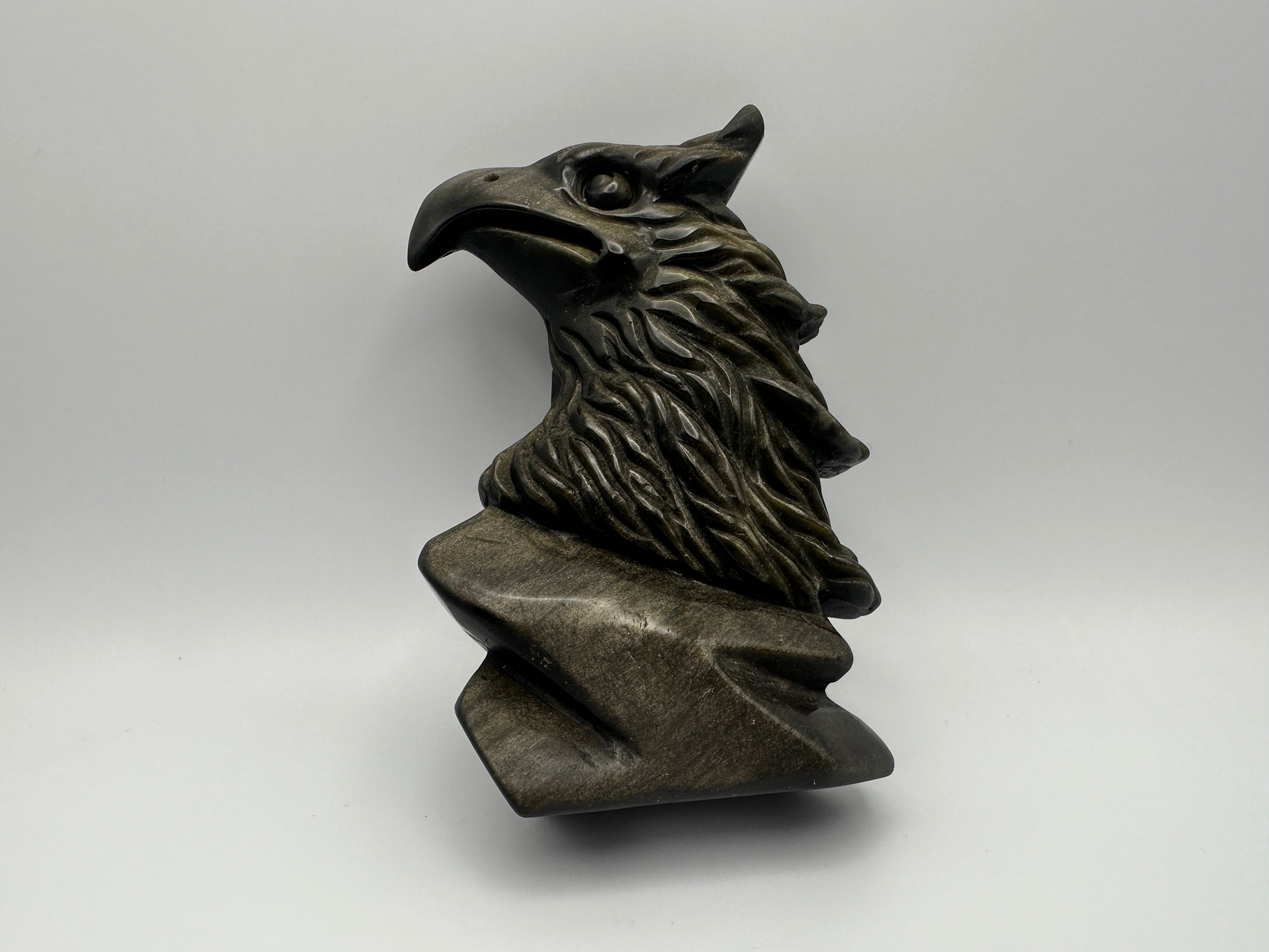 Gold Sheen Obsidian American Eagle Carving