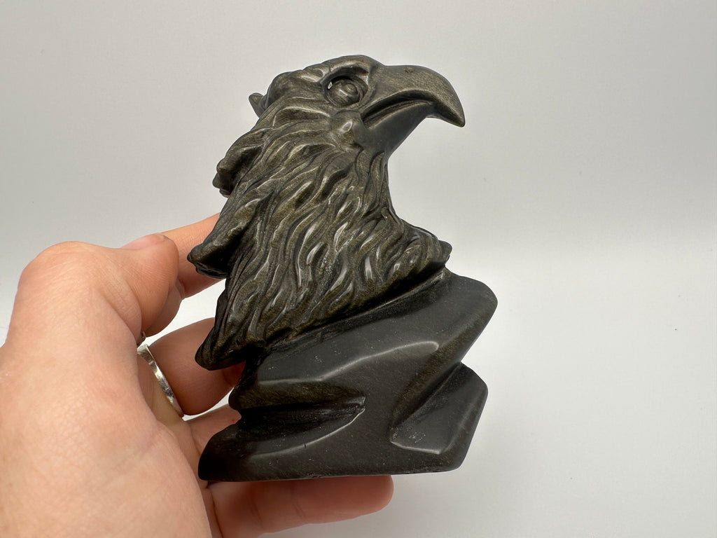 Gold Sheen Obsidian American Eagle Carving