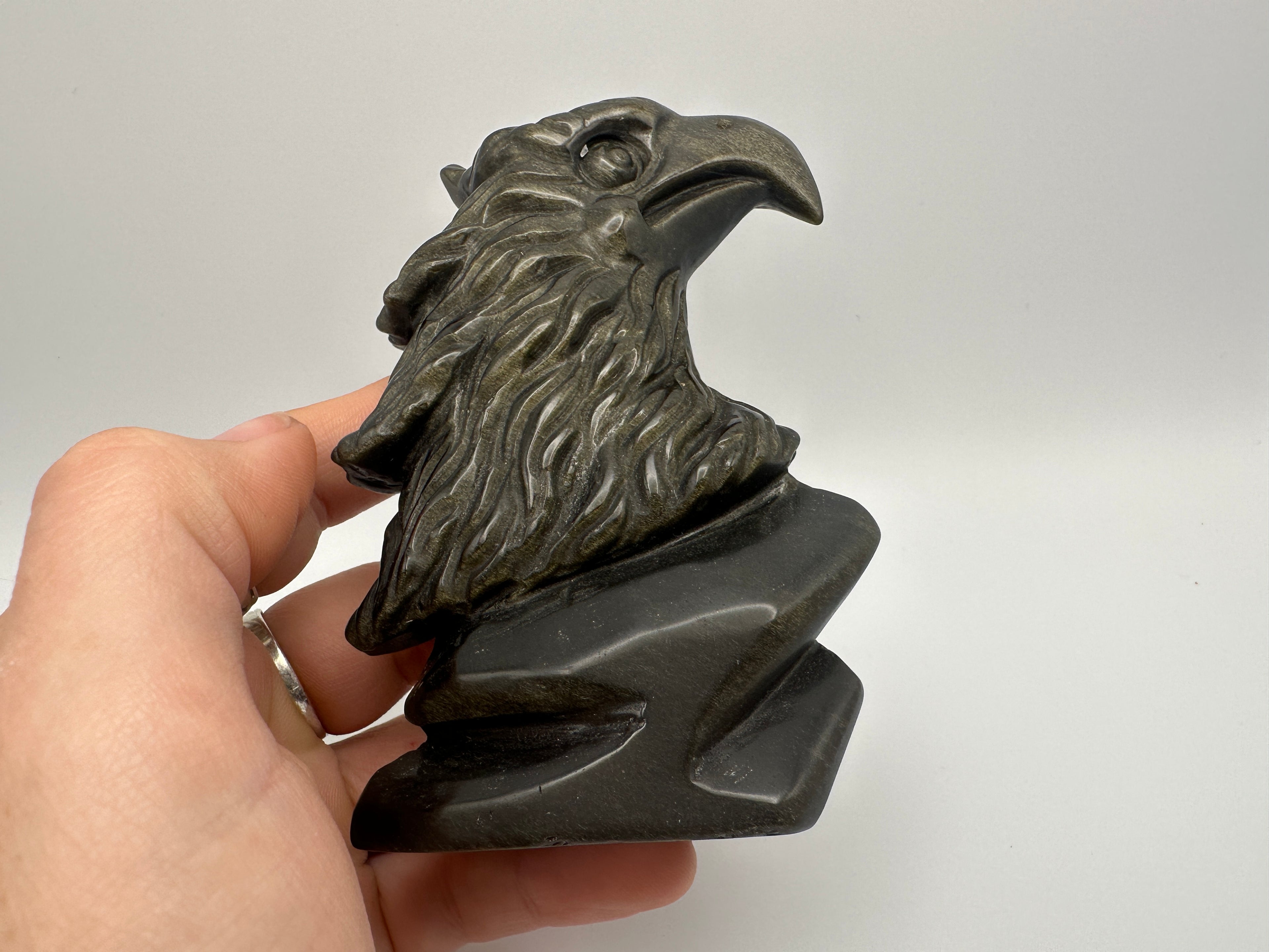Gold Sheen Obsidian American Eagle Carving