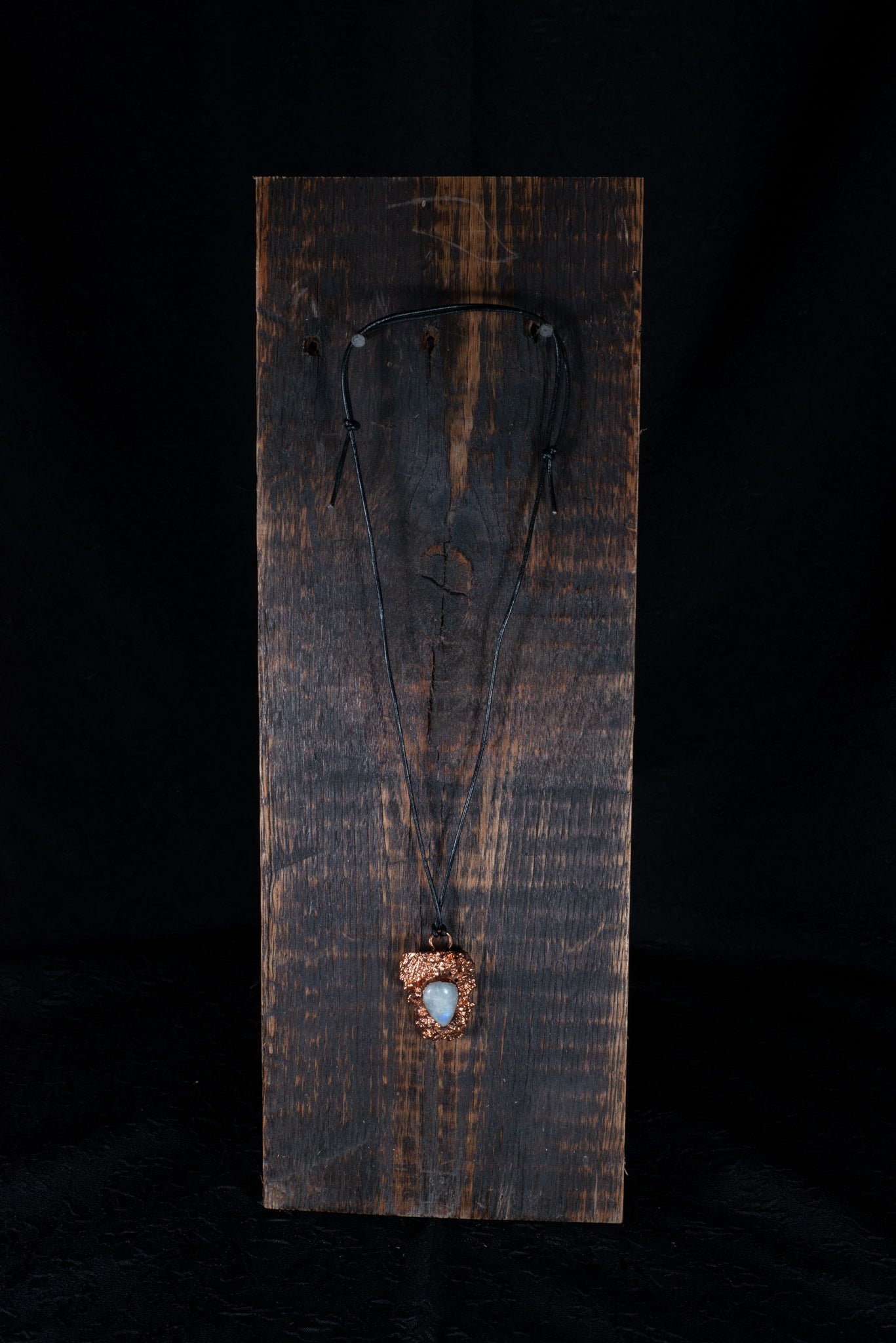 Moonstone on Copper Plated Oak Pendent