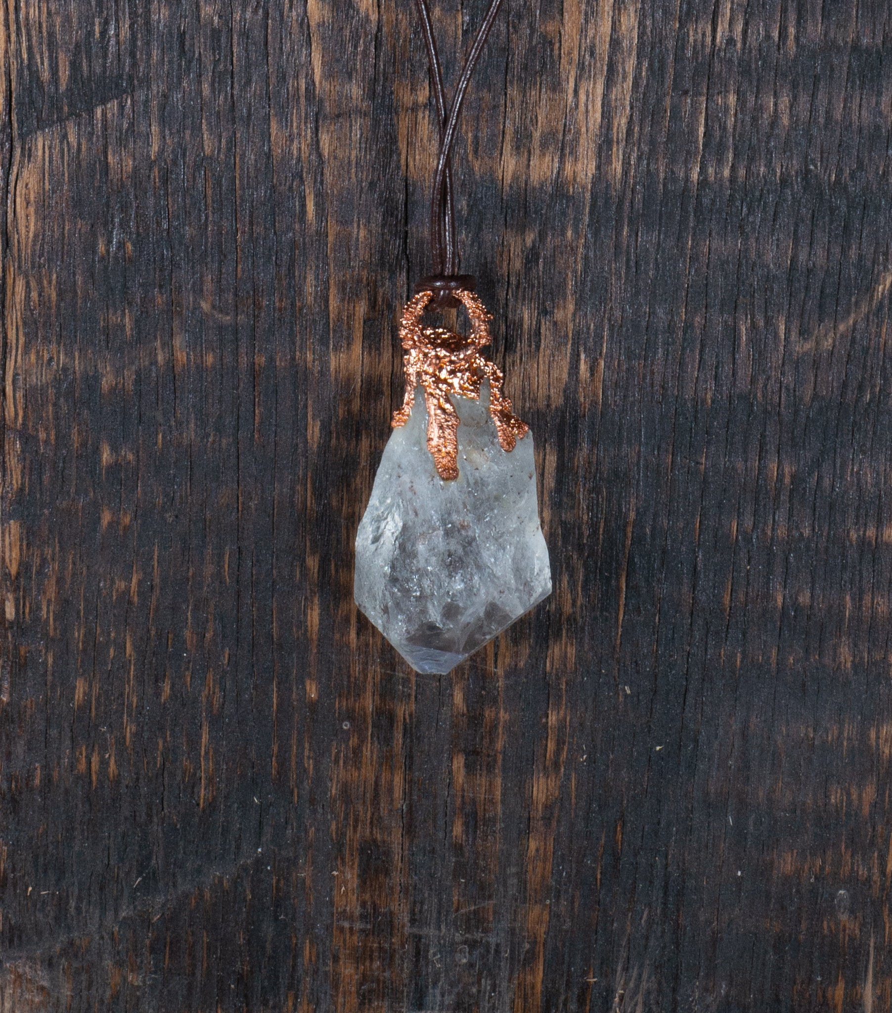 Clear Quartz Necklace with Copper Platting