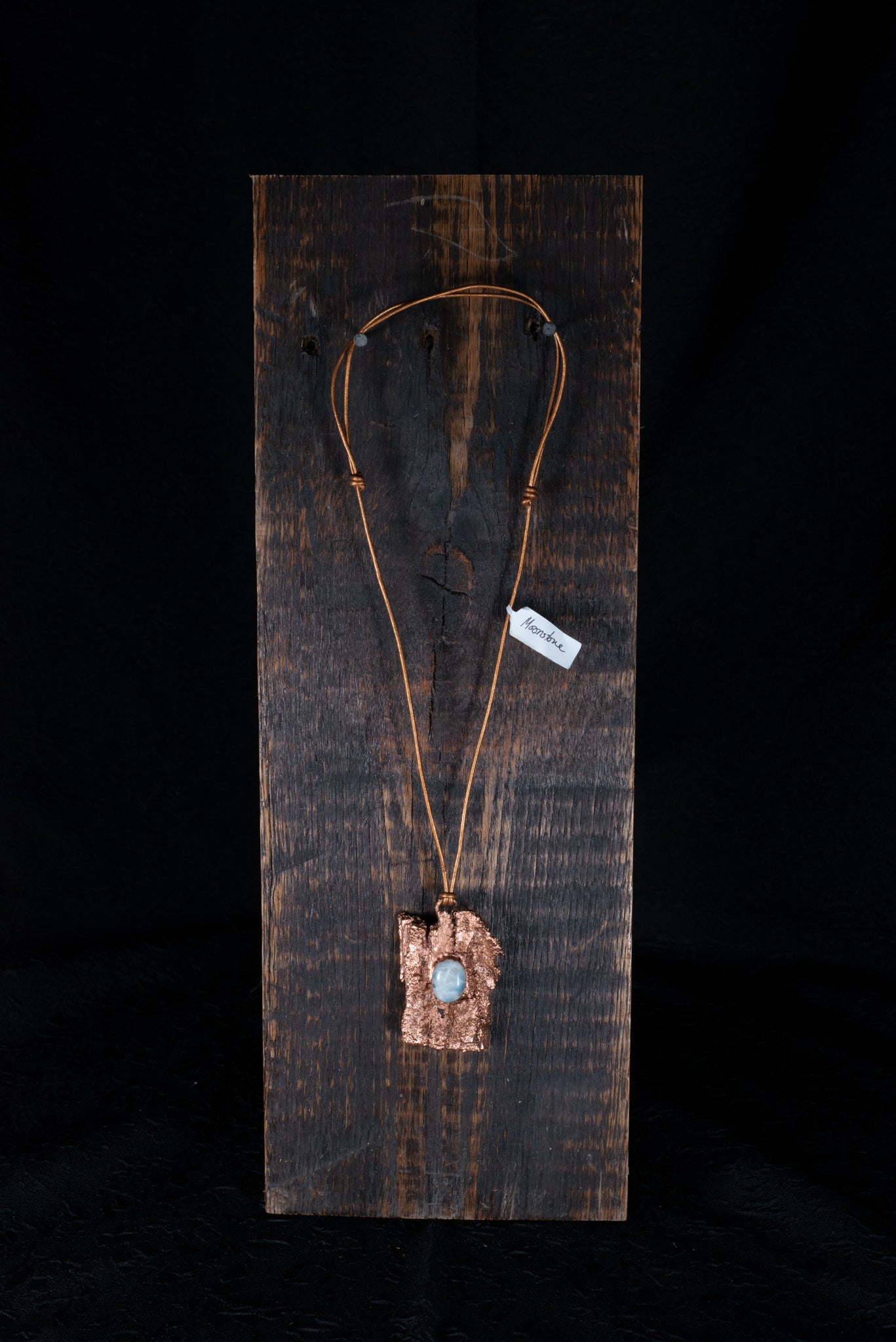 Moonstone on Copper Plated Oak Pendent