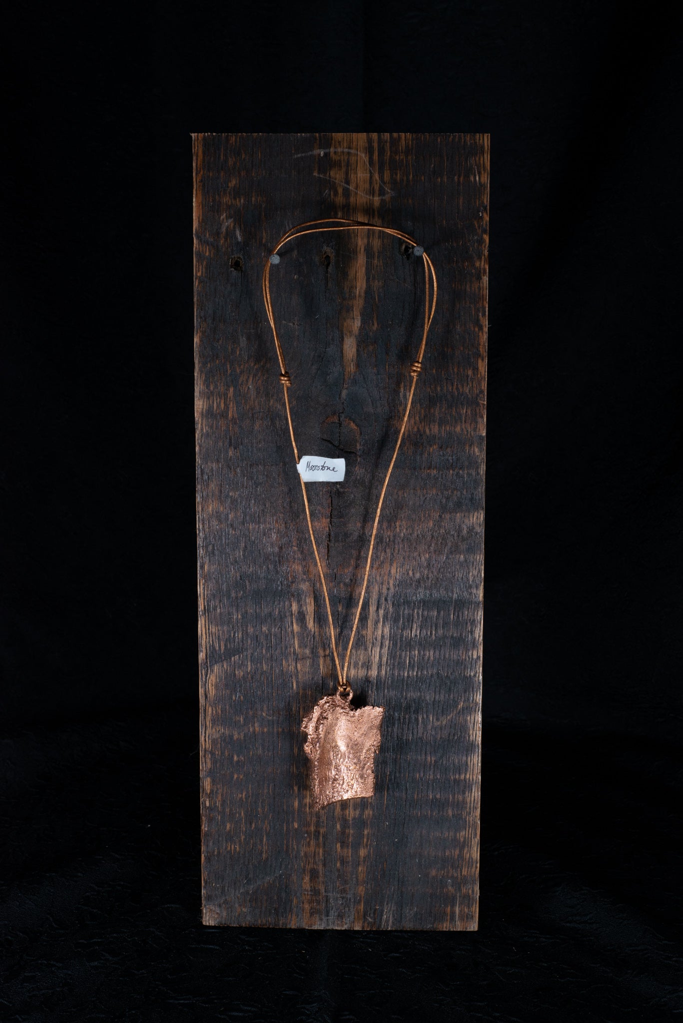 Moonstone on Copper Plated Oak Pendent