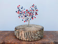 USA Flag Gemstone Wire Tree Sculpture