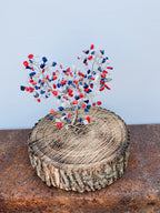 USA Flag Gemstone Wire Tree Sculpture
