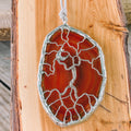 Burnt Orange Agate Tree of Life Wire Wrapped Pendant Necklace